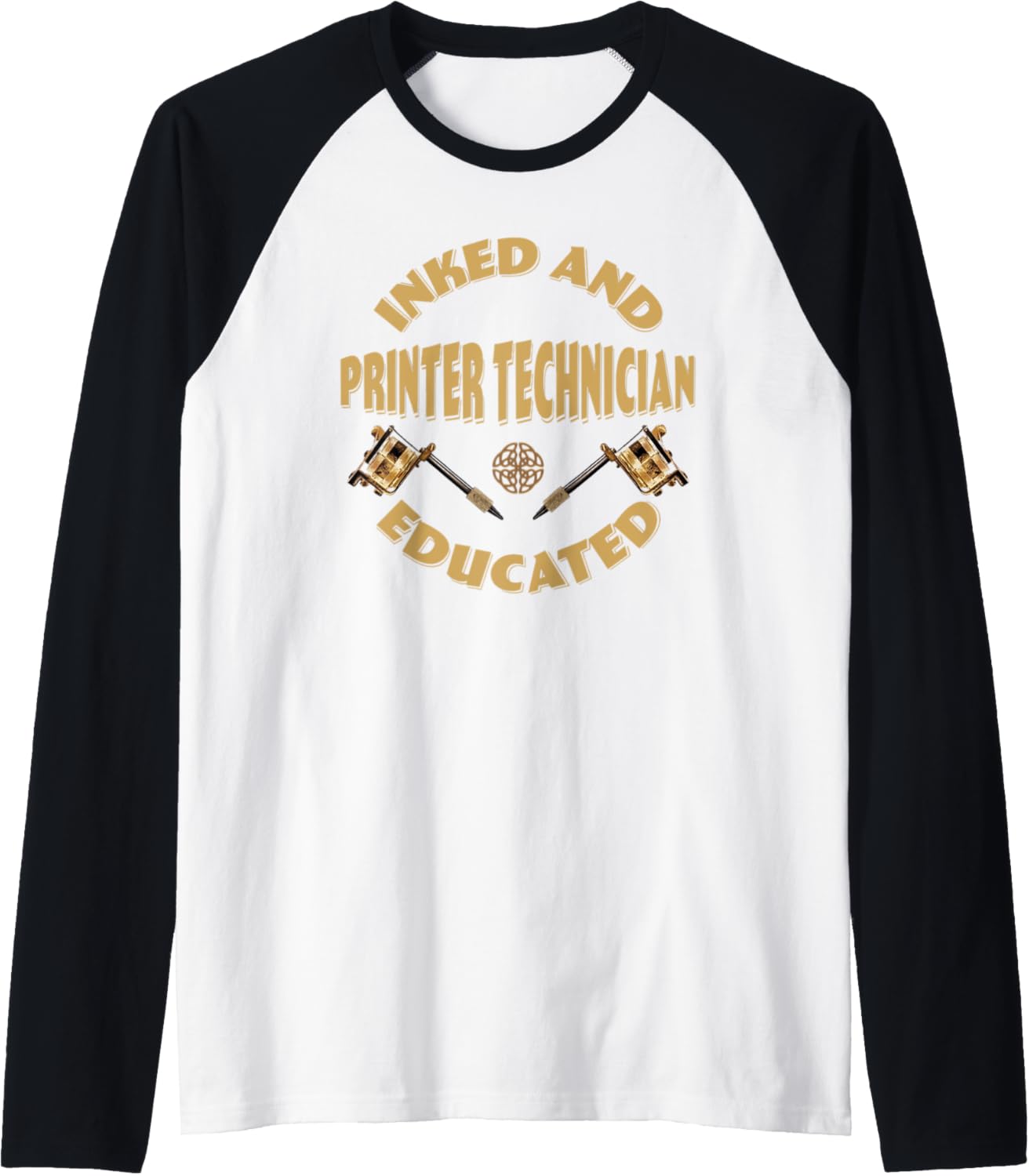 Inked And Educated Printer Technician Raglan Baseball Tee