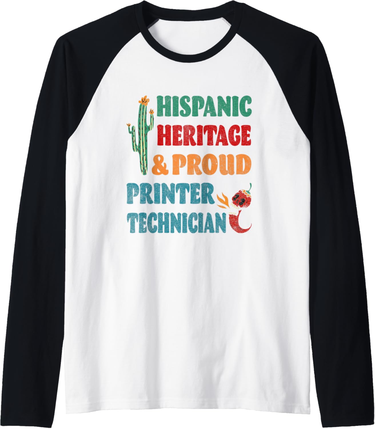 Hispanic Heritage Proud Printer Technician Raglan Baseball Tee