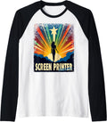 Screen Printer Funny Female Hero Job Women Raglan Baseball Tee