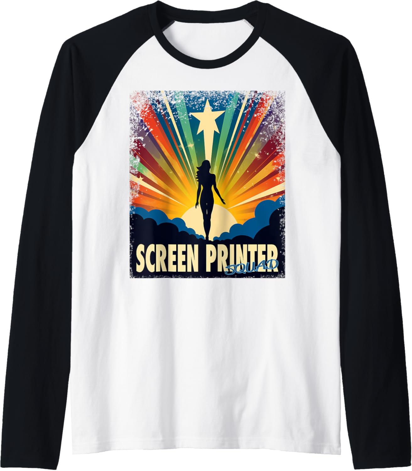 Screen Printer Funny Female Hero Job Women Raglan Baseball Tee