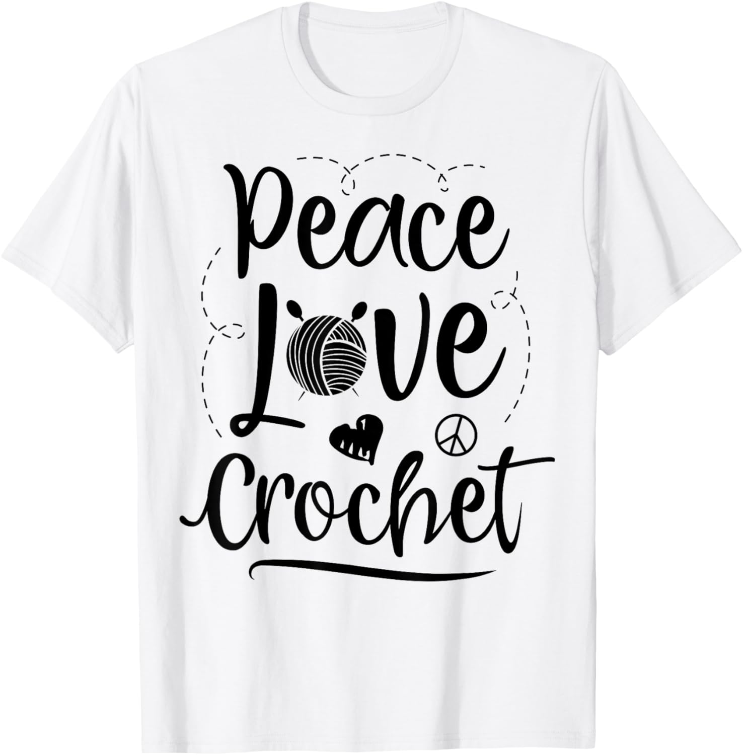 Peace Love Crochet Heart Women Crocheter Crocheting Yarn
