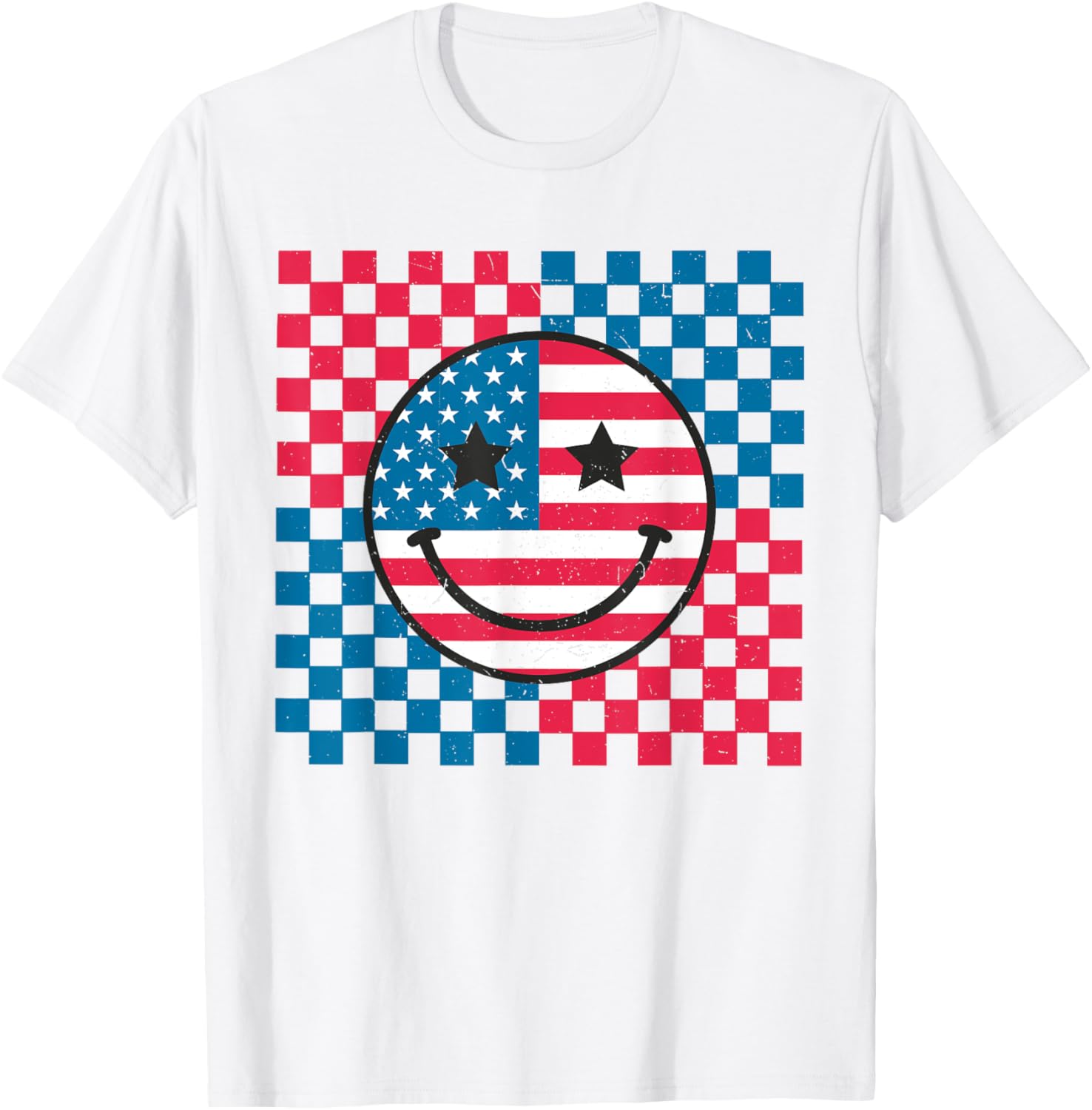 Usa Checkerboard 4Th Of July Happy Face American