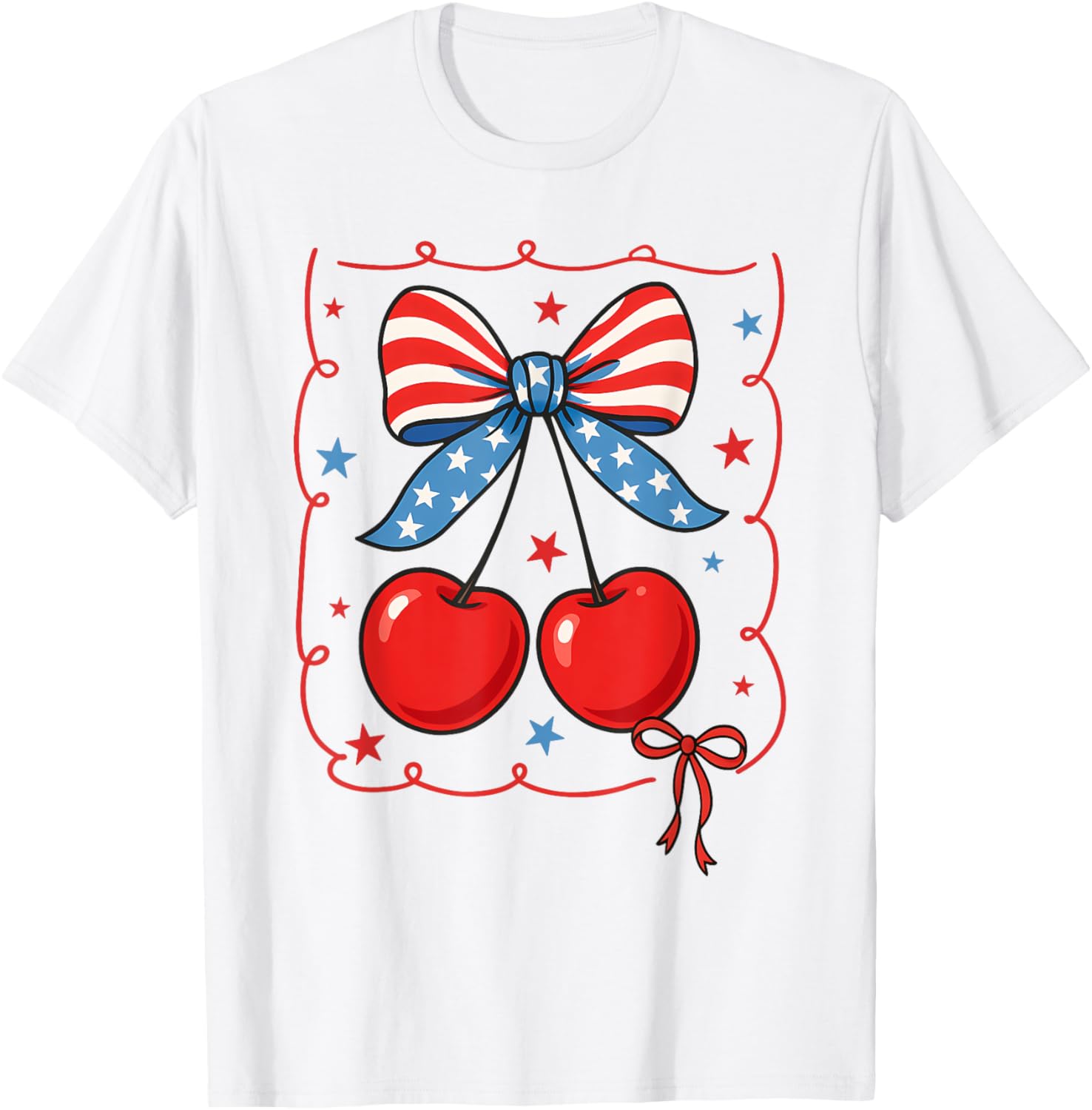 4Th July Cherry American Flag Cherry Foj Coquette Girls