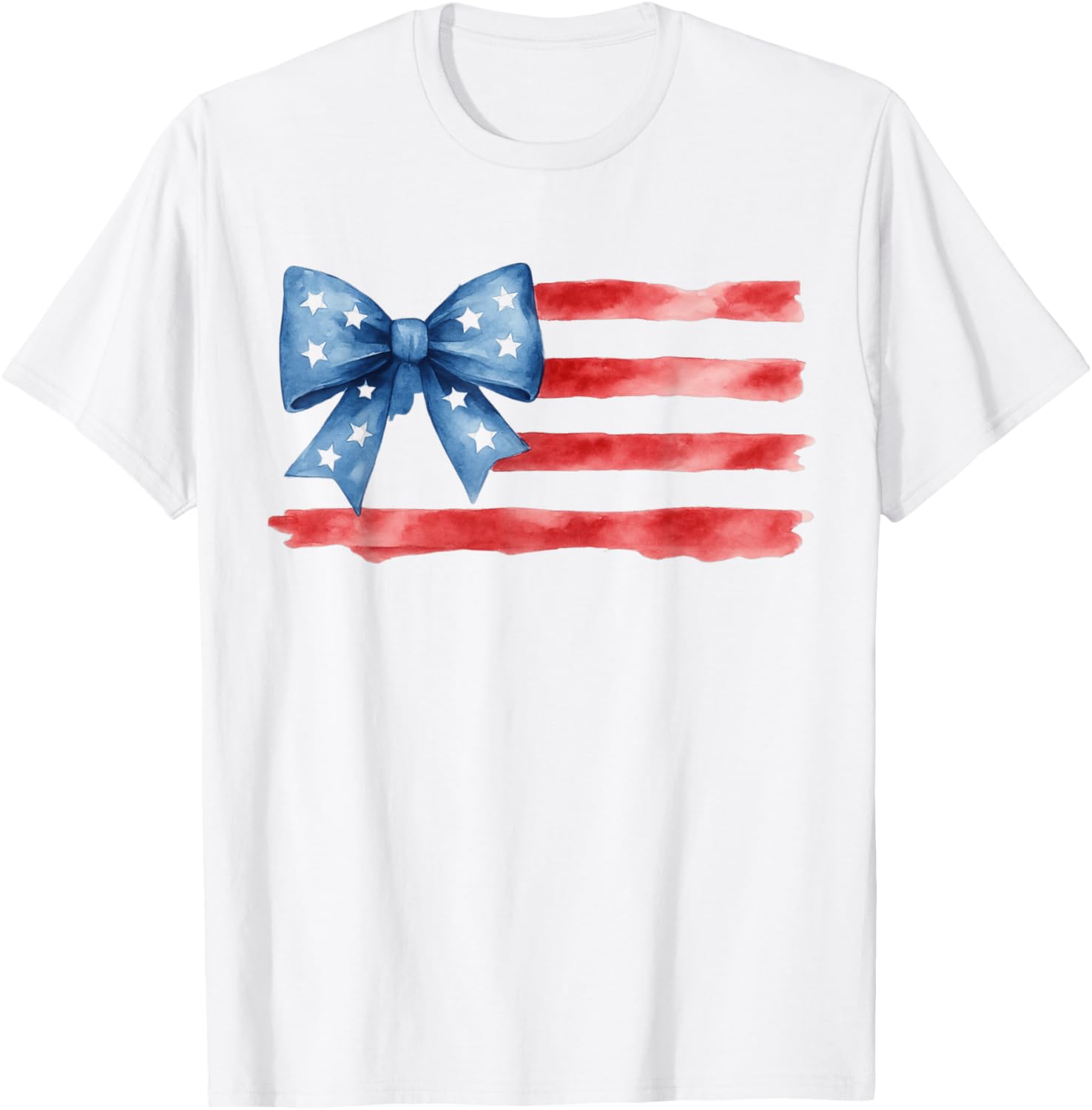 Usa Flag Bow 4Th Of July Watercolor Floral American Pride