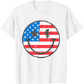 Happy 4Th Of July Smile Face Red White Blue Usa Flag