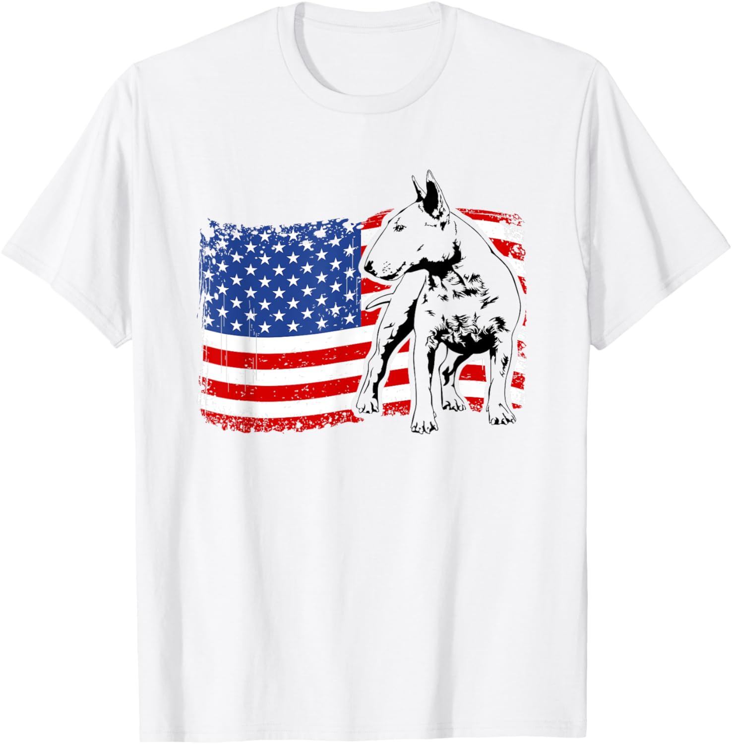 Proud English Bull Terrier American Flag Patriotic Dog
