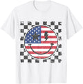 Vintage Happy 4Th Of July Boy Smile Face Retro Usa Flags