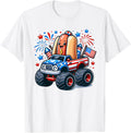 4Th Of July Shirts Boys Kids Hot Dog Red White Blue Usa Flag