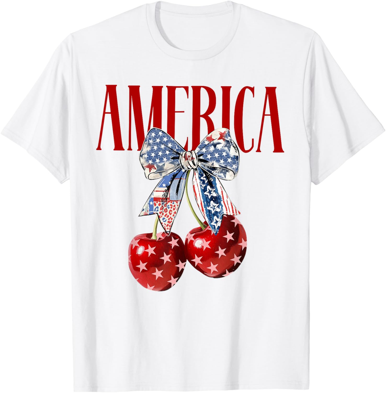 Coquette Bow America Cherry Us Flag 4Th Of July Patriotic