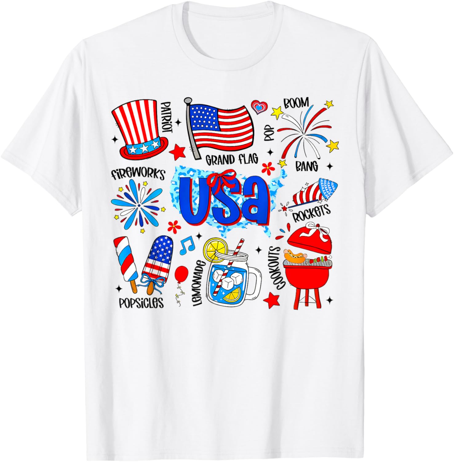 Usa Coquette Bow Usa Flag Firework Ice Cream Bbq 4Th Of July