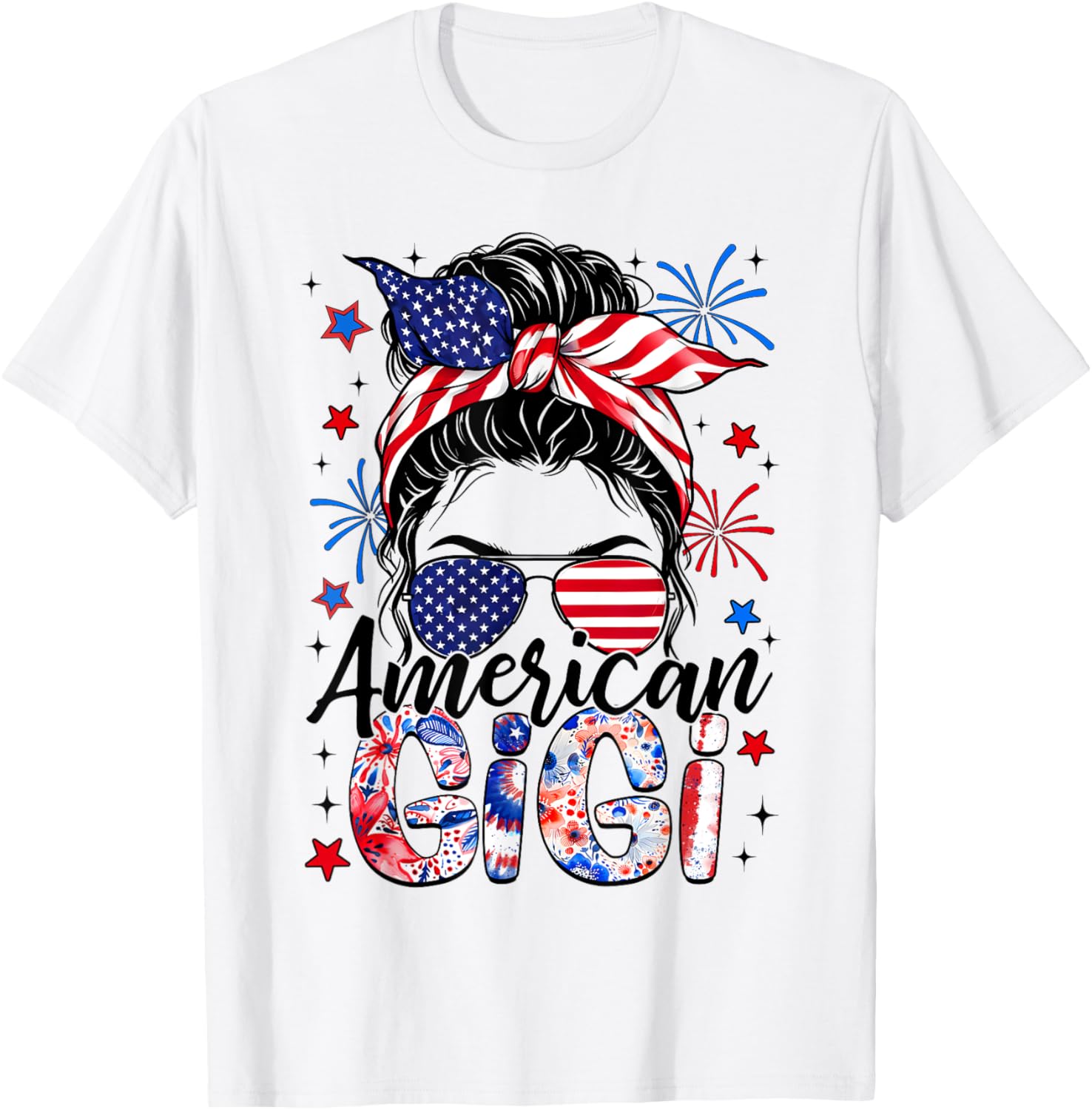 Gigi 4Th Of July American Flag Patriotic Messy Bun