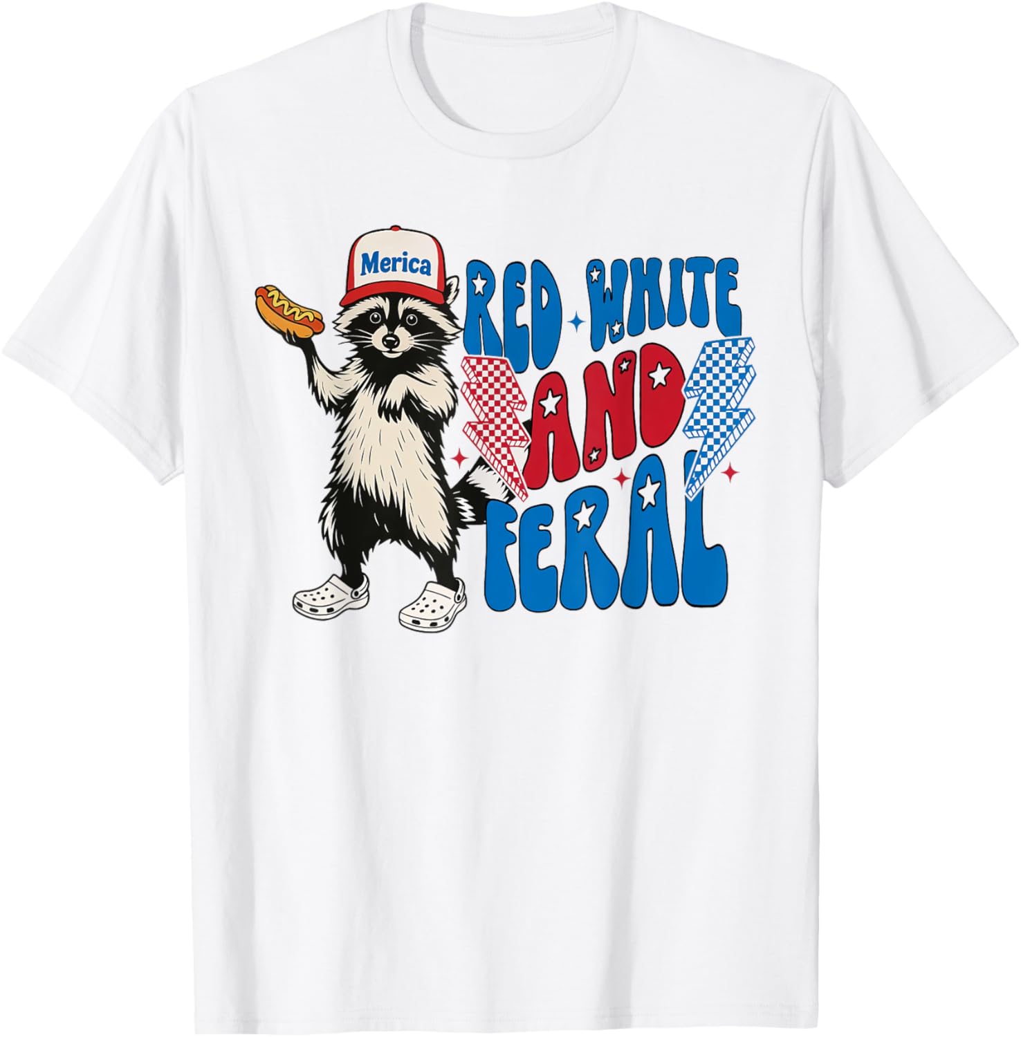 Red White And Feral Raccoon Funny Usa 4Th Of July Boys Girls