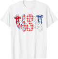 Usa Flag 4Th Of July Coquette Bow Floral Patriotic Girl