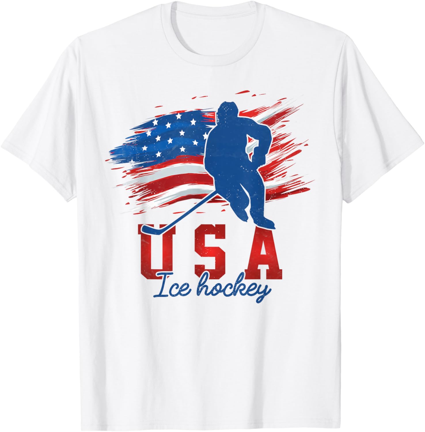 American Flag Ice Hockey 4Th Of July Usa Support Team