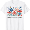 American Land Of The Free Usa Flag Floral Flower Girl Women
