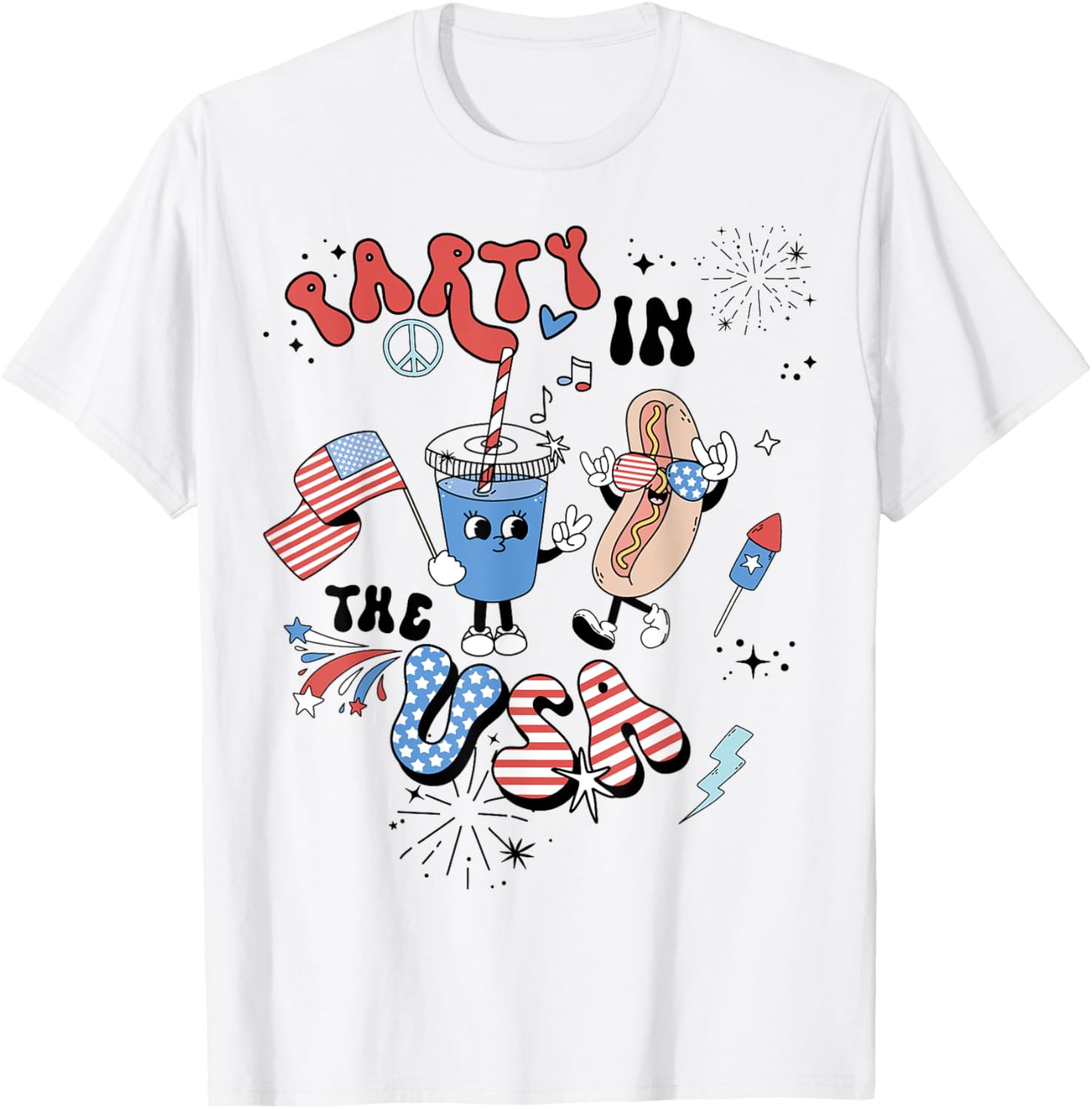 Retro Party In The Usa Flag Groovy 4Th Of July Patriotic
