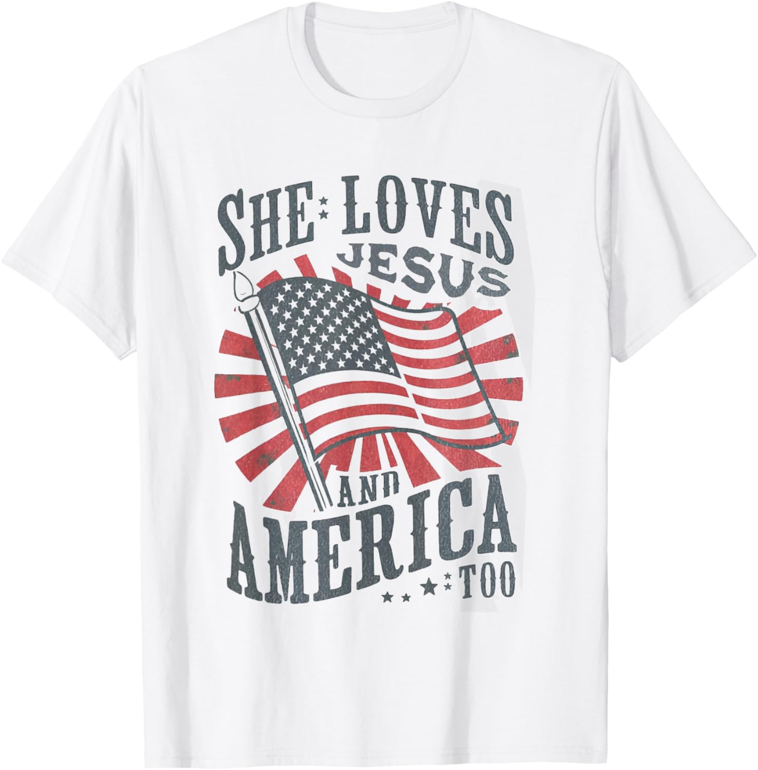 Women Retro She Loves Jesus And America Too Usa 4Th Of July