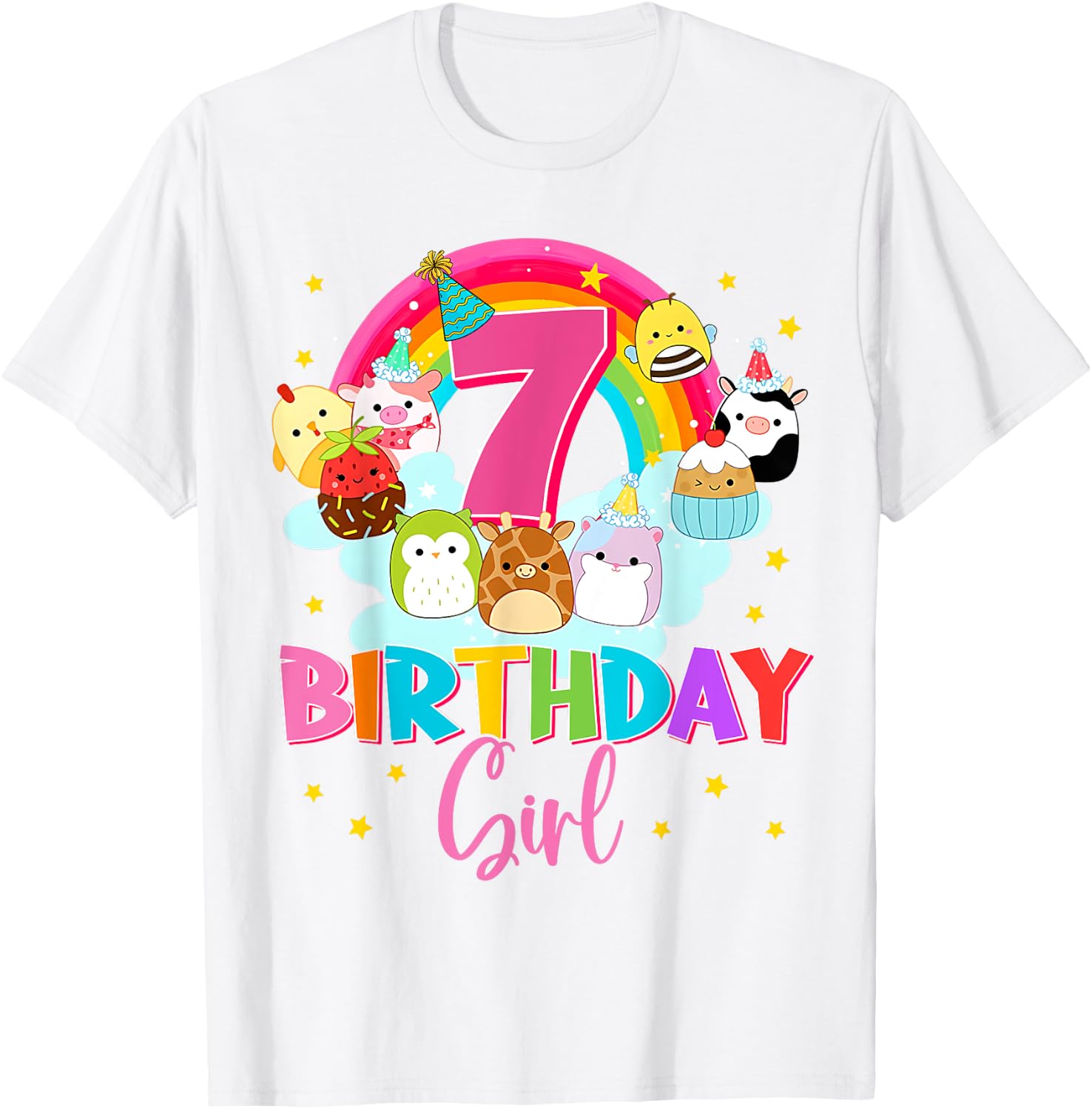Happy 7th Birthday Plush Marshmallow Girls Kids Cute Design 310