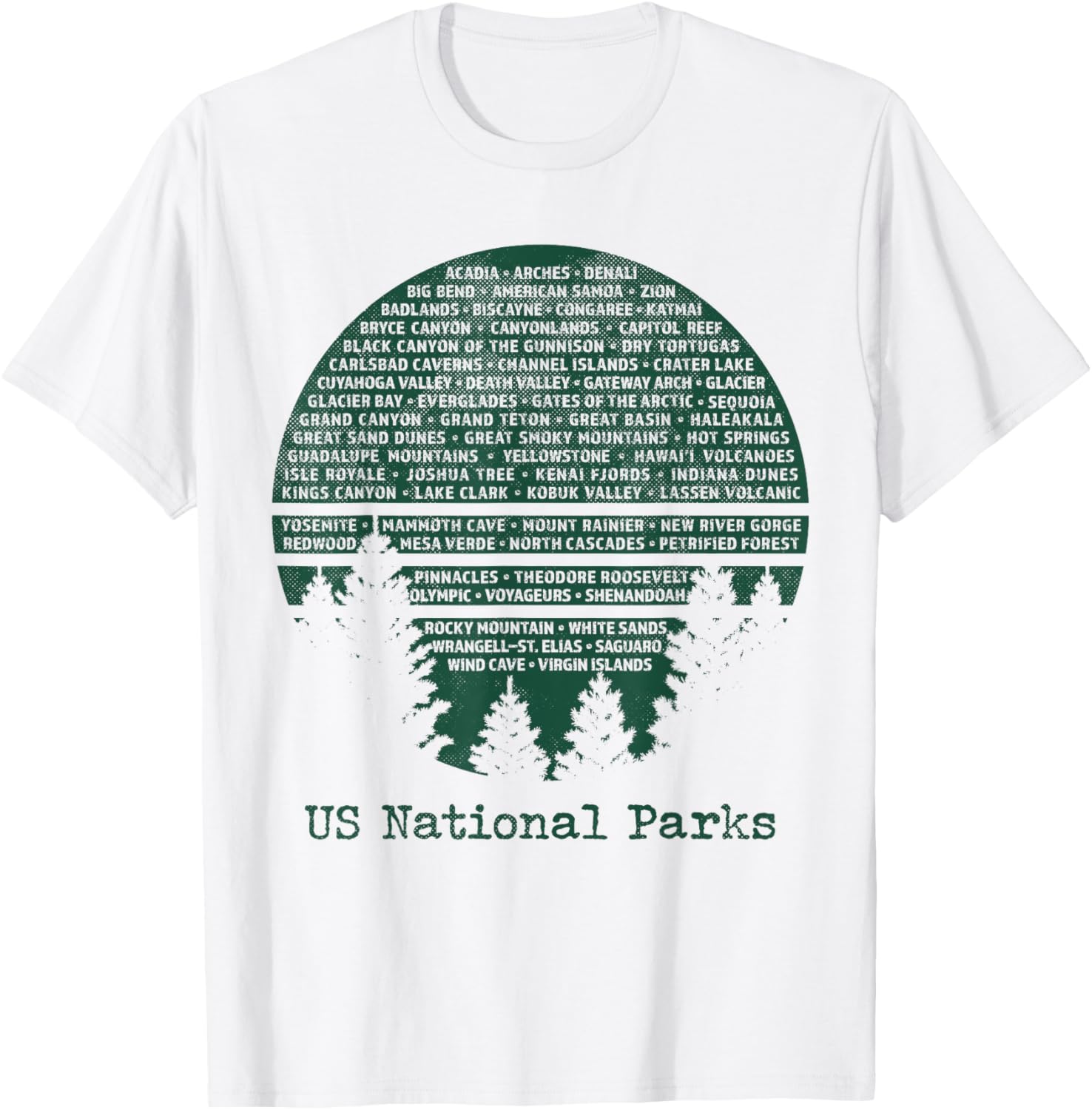 National Parks List Usa Word Art Cloud Trees Camping Hiking