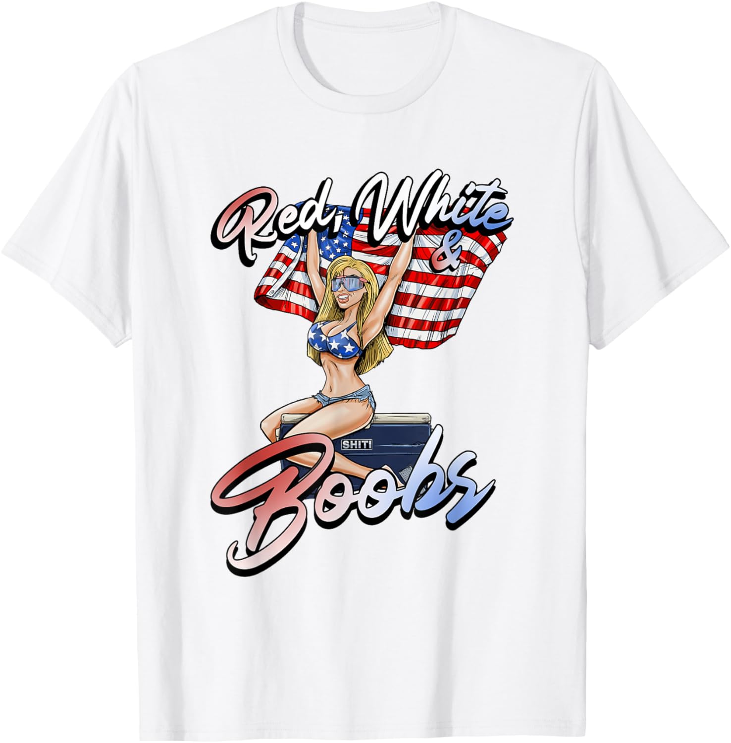 Red White And Boobs Shiti Coolers Happy 4Th Of July