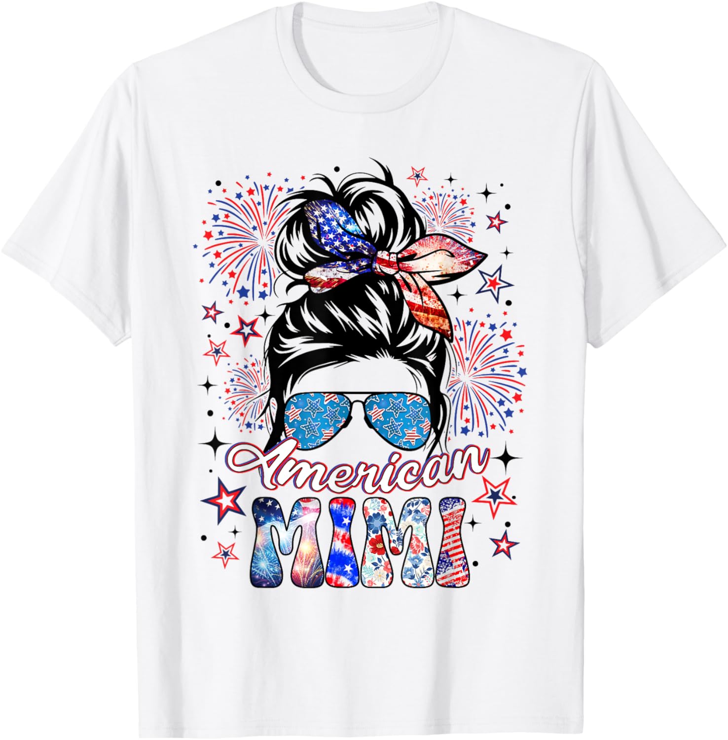 Patriotic Mimi 4Th Of July American Flag Messy Bun Women