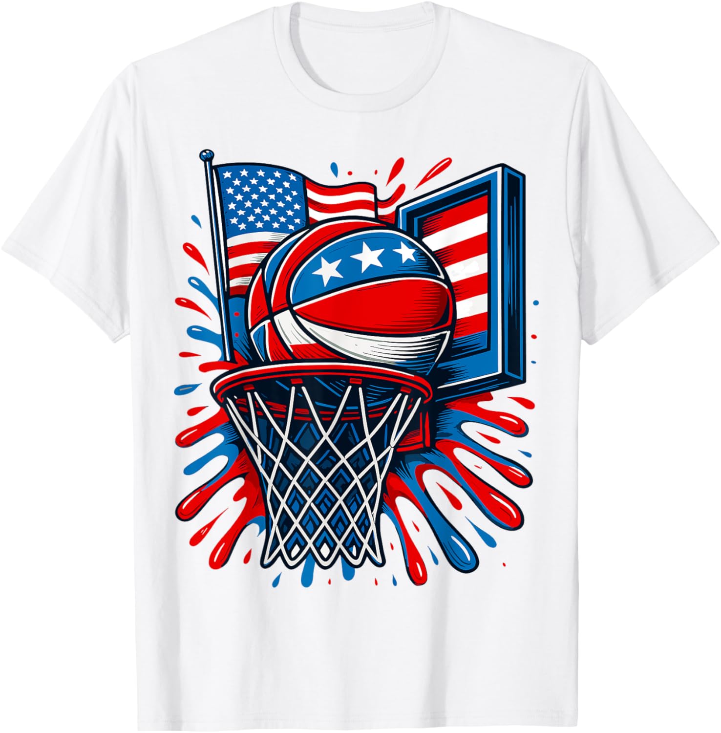 Red White Blue Basketball Color Splash Usa Flag Basketball