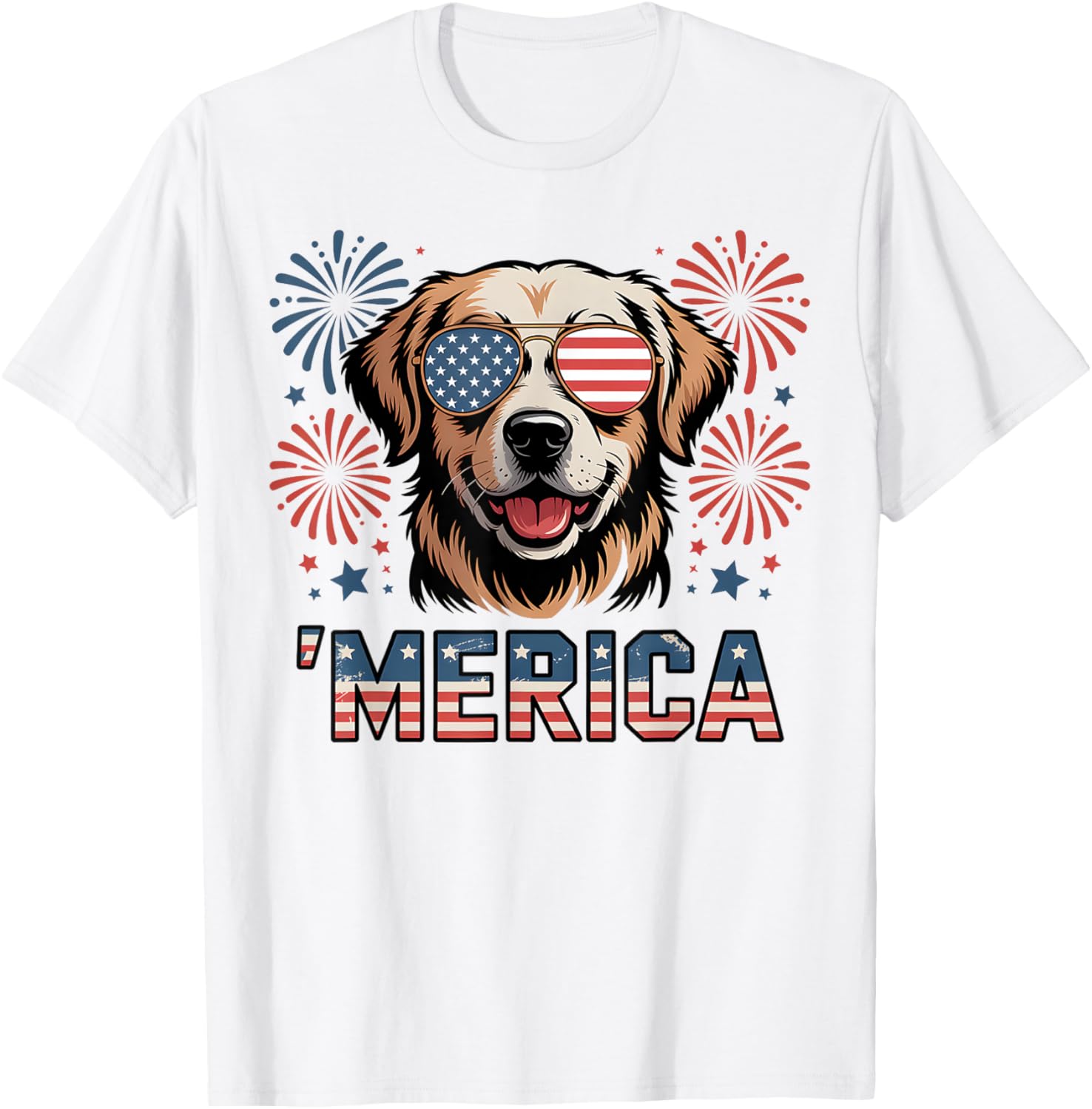 Golden Retriever Merica Dog Patriotic 4Th Of July Usa