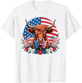 Floral Highland Cow Patriotic Usa Flag Farm Anim