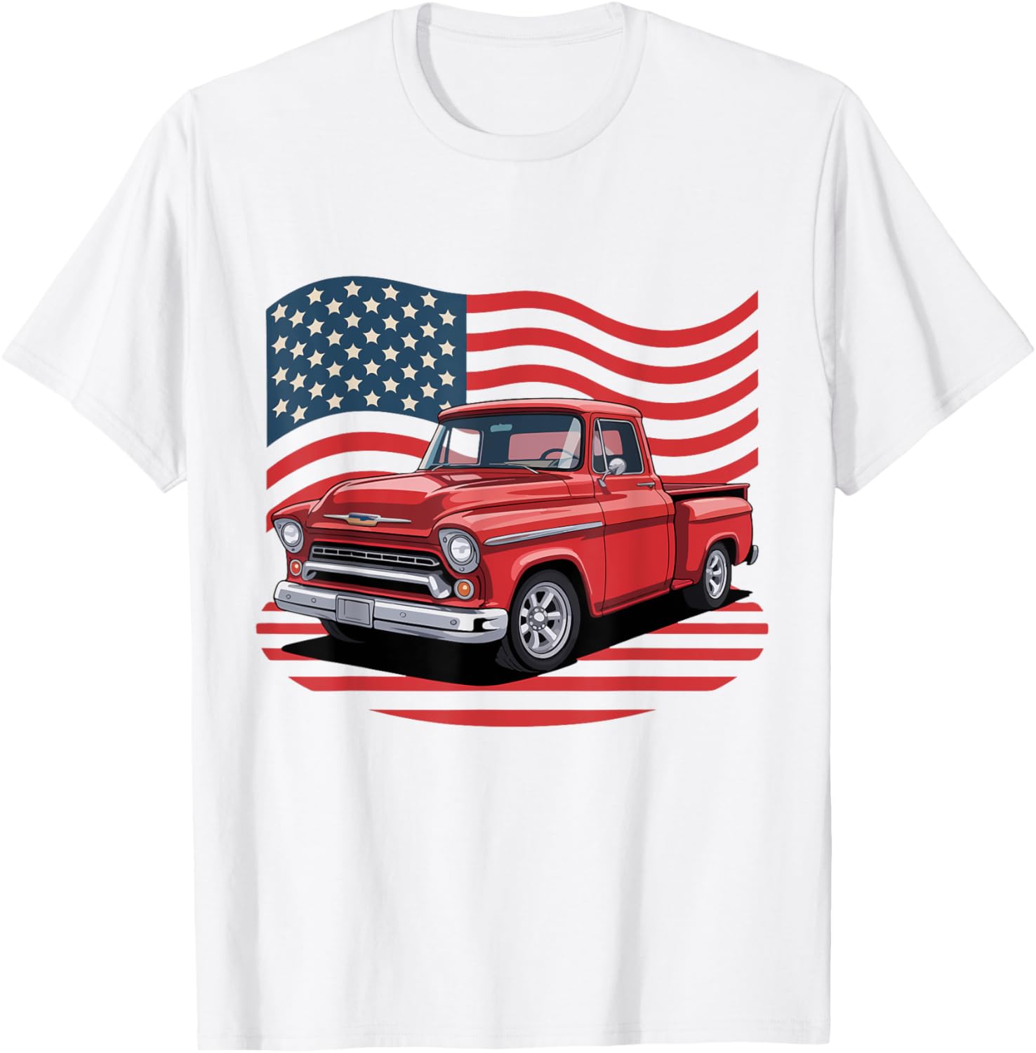 Classic Old Pickup Truck American Flag For 4Th Of July