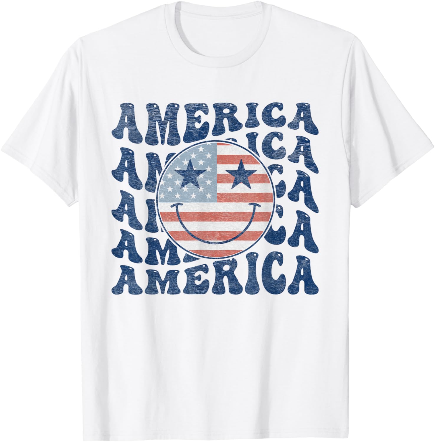 Retro Groovy America Usa Smile Face Patriotic 4Th Of July
