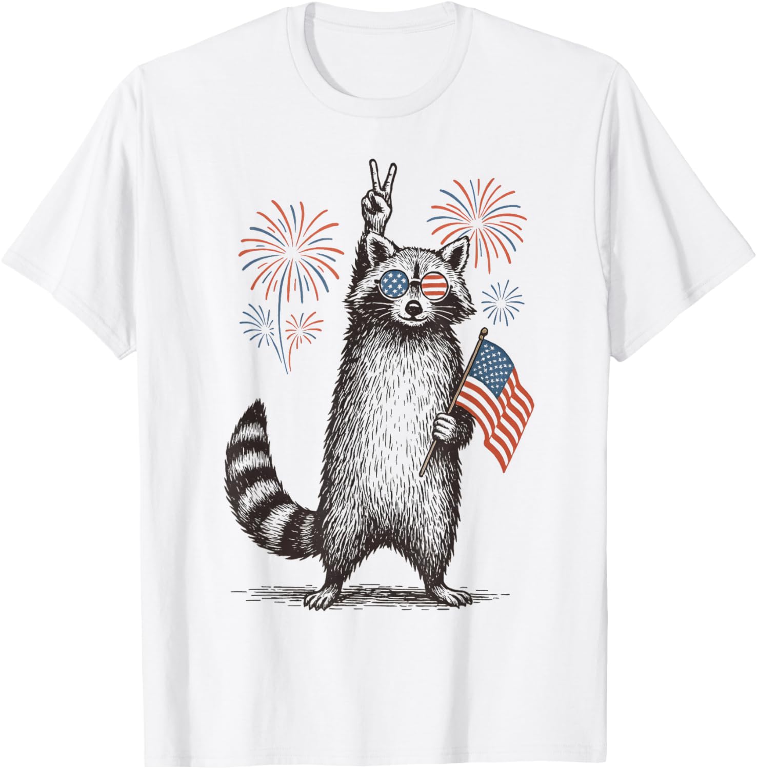 Funny Raccoon American Flag Patriotic 4Th Of July