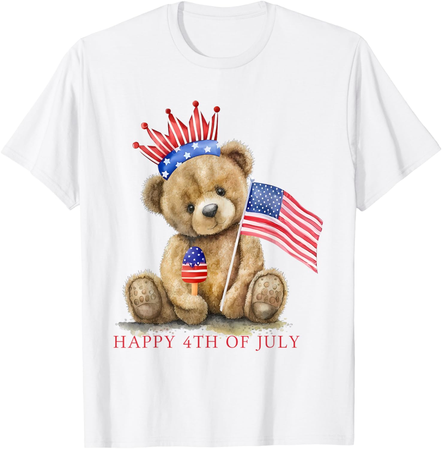 Happy 4Th Of July Patriotic Cute Teddy Bear Women Girls Kids
