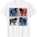 Groovy Cute Sheeps Flowers American Flag Farmer 4Th Of July