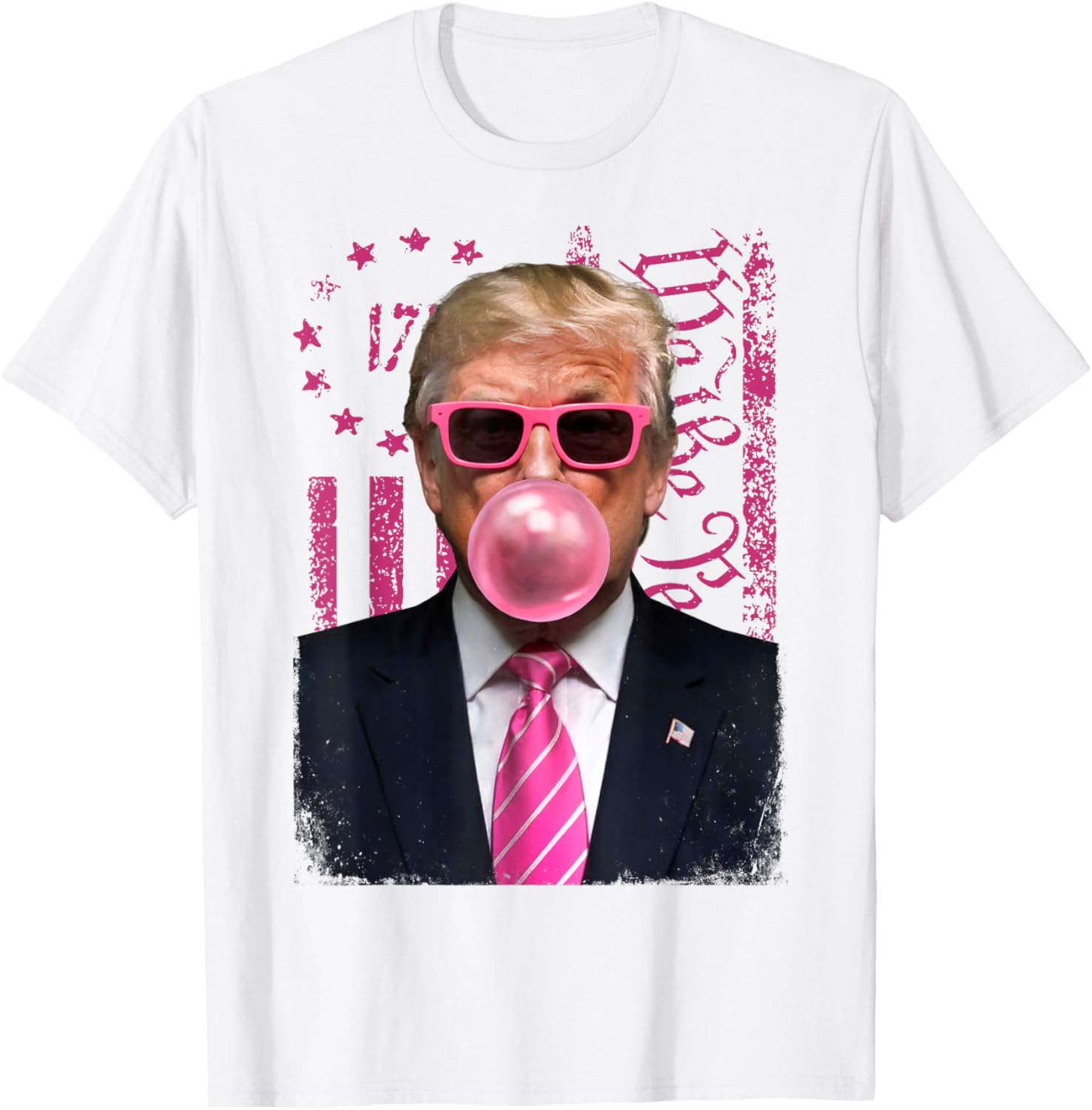 Donald Trump Pink Bubblegum Satire Pop Art With Usa Flag