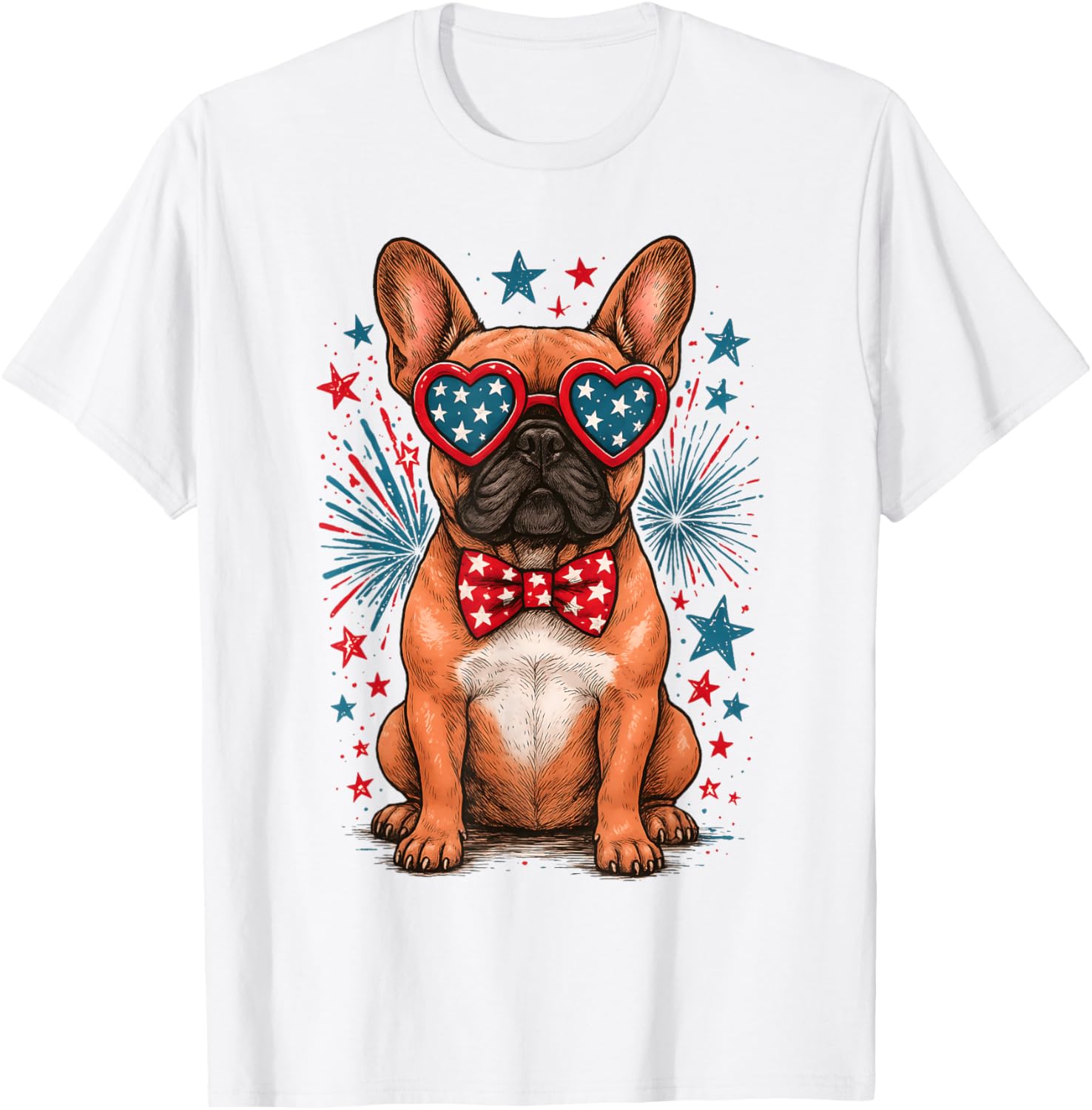 Cute French Bulldog Funny Dog Usa American Flag 4Th Of July