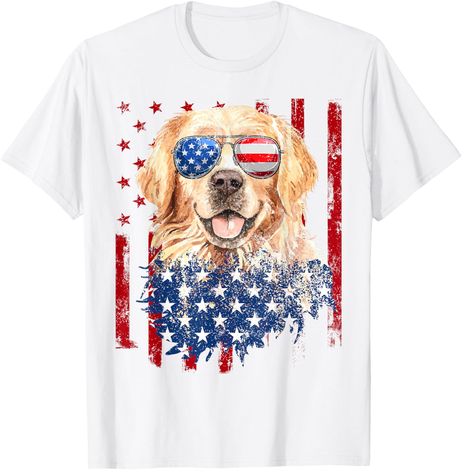 American Flag Golden Retriever Usa Retro 4Th Of July