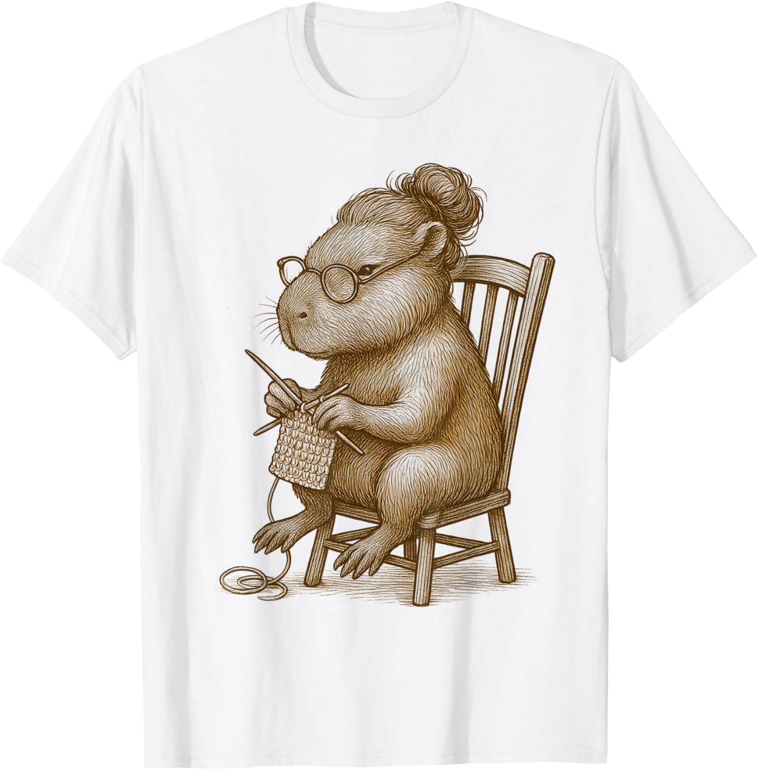 Knitting Capybara Funny Cozy Design for Yarn Lovers