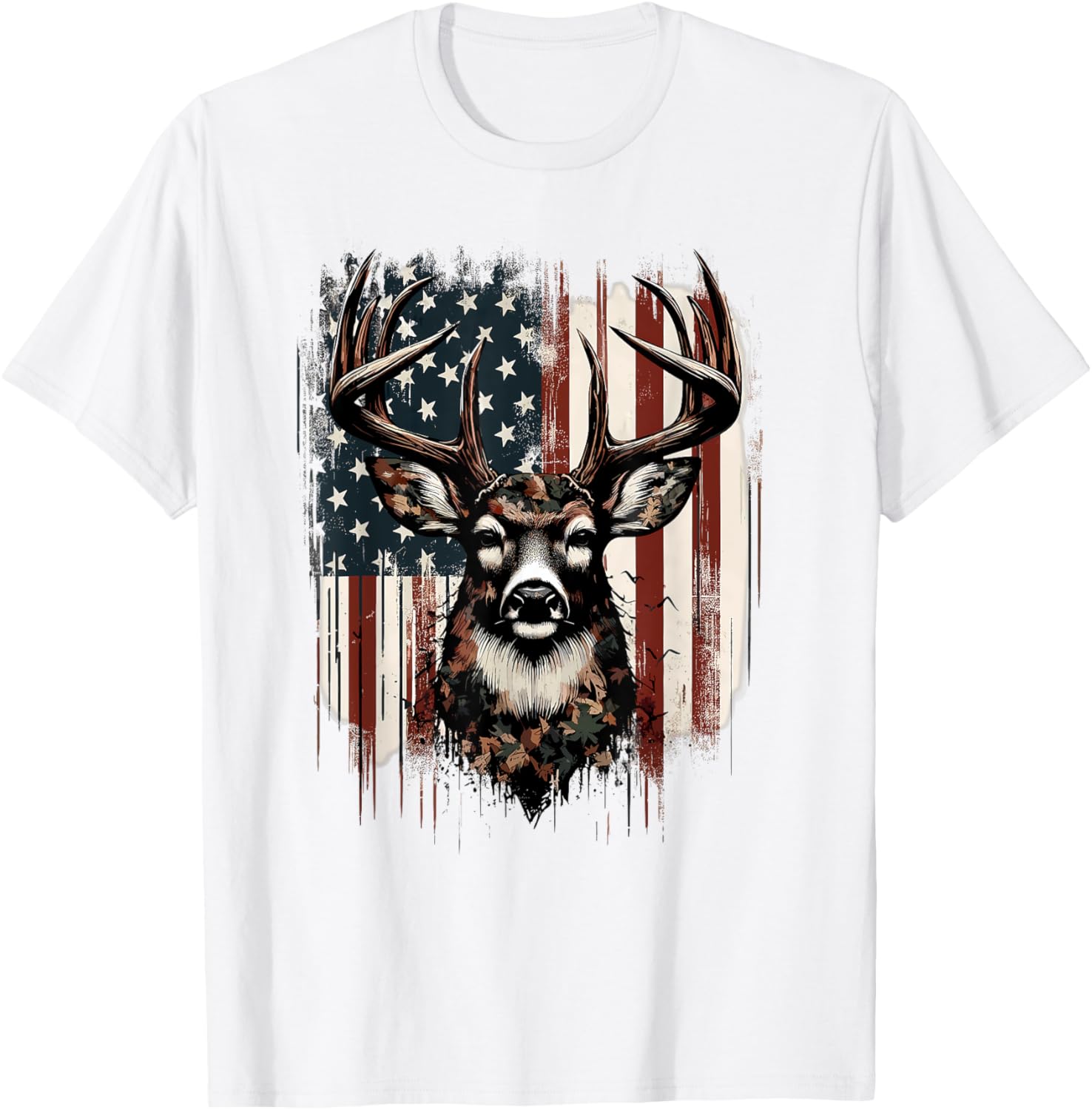 Deer Hunting American Flag Whitetail Buck Antlers