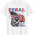 Feral But Free Funny Raccoon Patriotic Retro American Flag