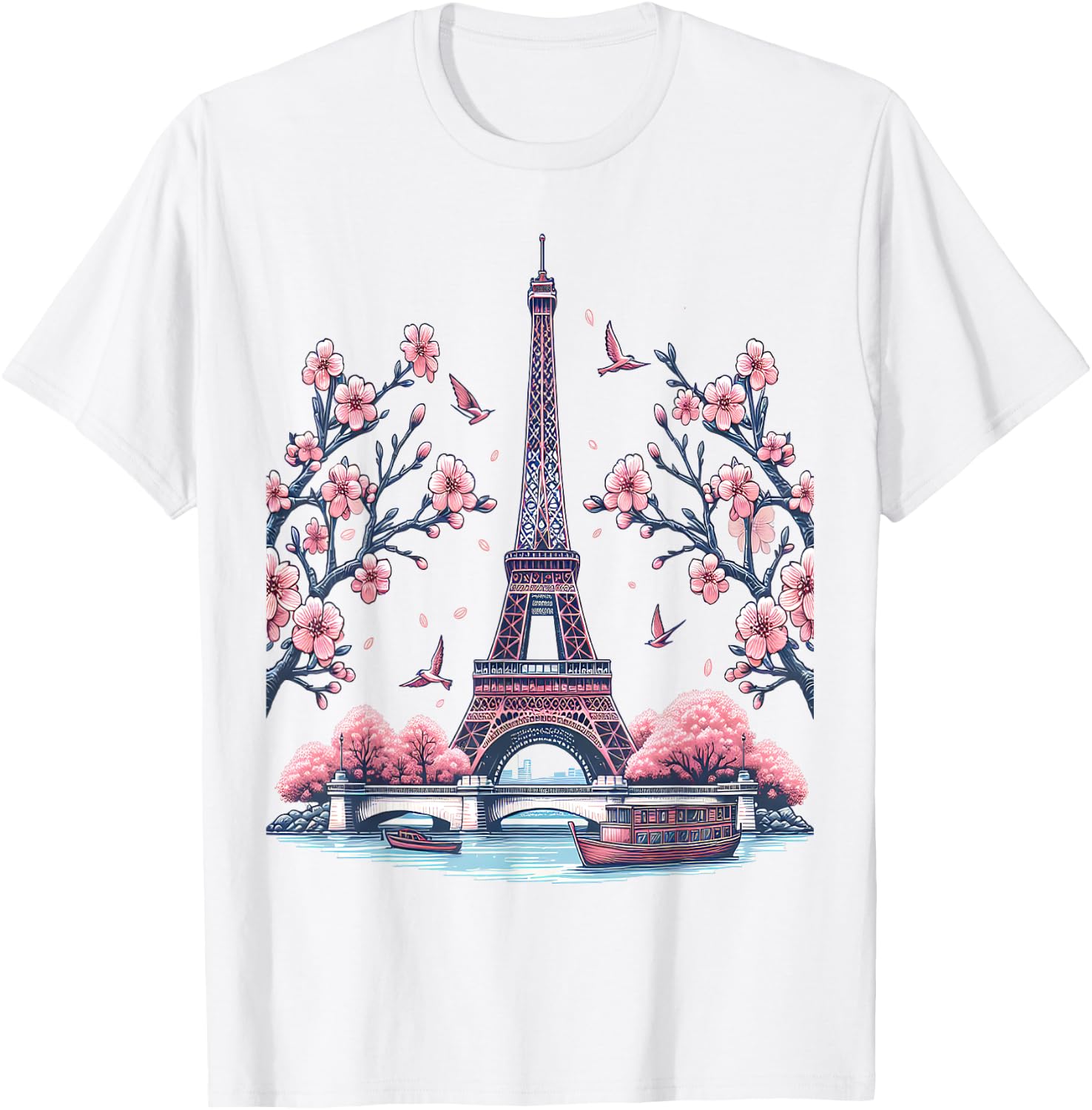 Parisian Souvenir Eiffel Tower Cherry Blossom Shirt 366