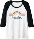 Womens Printer Boho Rainbow Design Cool Matching Printer Team Raglan Baseball Tee