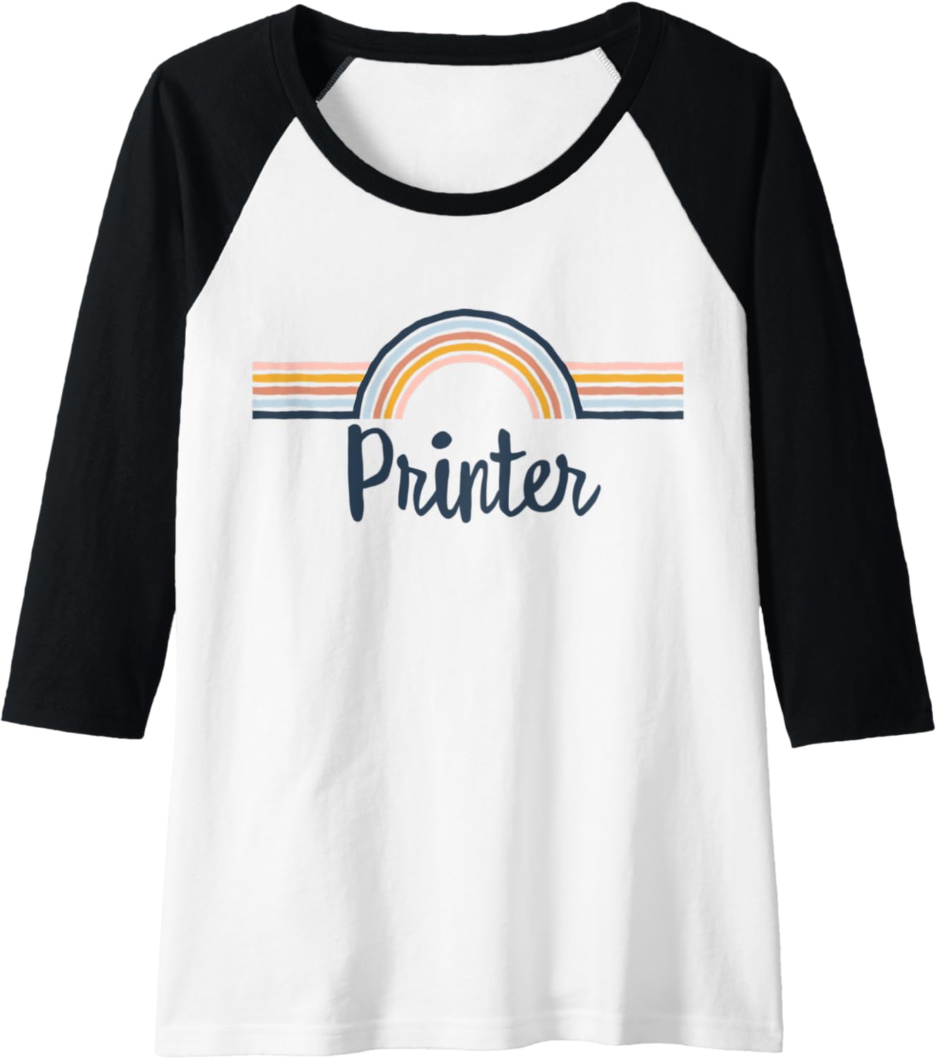 Womens Printer Boho Rainbow Design Cool Matching Printer Team Raglan Baseball Tee
