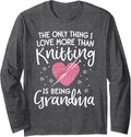 Love Knitting Shirt for Women Grandma Mother Yarn Knit Long Sleeve