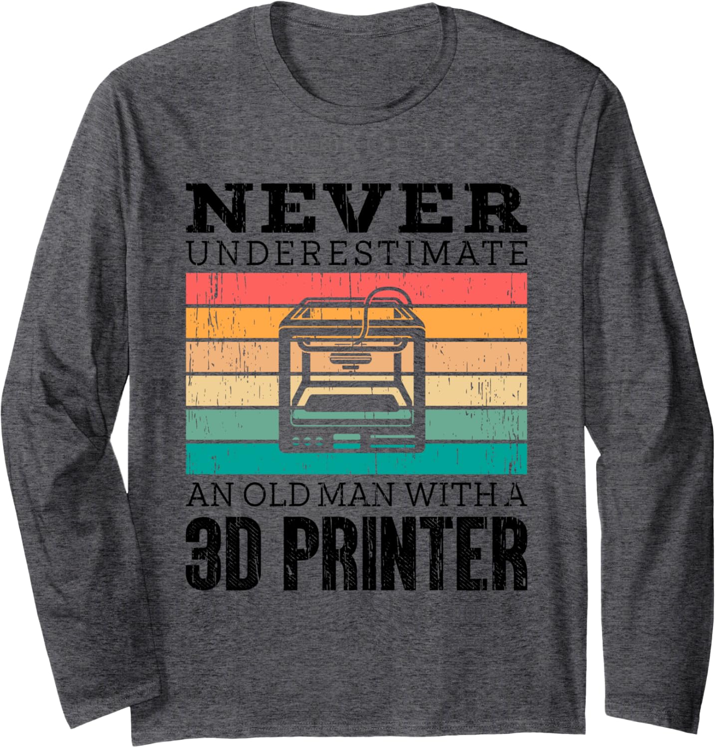 Funny Grandpa 3D Printer Filament Printing Machine Lover Gag Long Sleeve