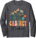 Retro Groovy floral Cabinet Maker Wildflower Tees For Women Long Sleeve