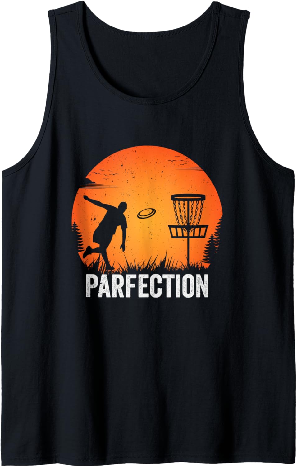 Parfection Disc Golf Retro Sunset Funny Design Tank Top