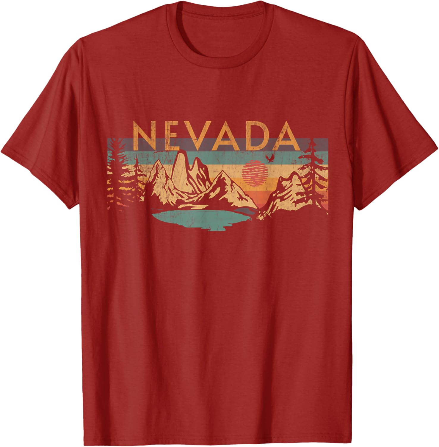 Nevada Usa Outdoor Vintage Nevada T Shirt Blue Small Classic Fit V Neck Short Sleeve Cotton 60 Polyester 40 Retro Sunset Design Hiking