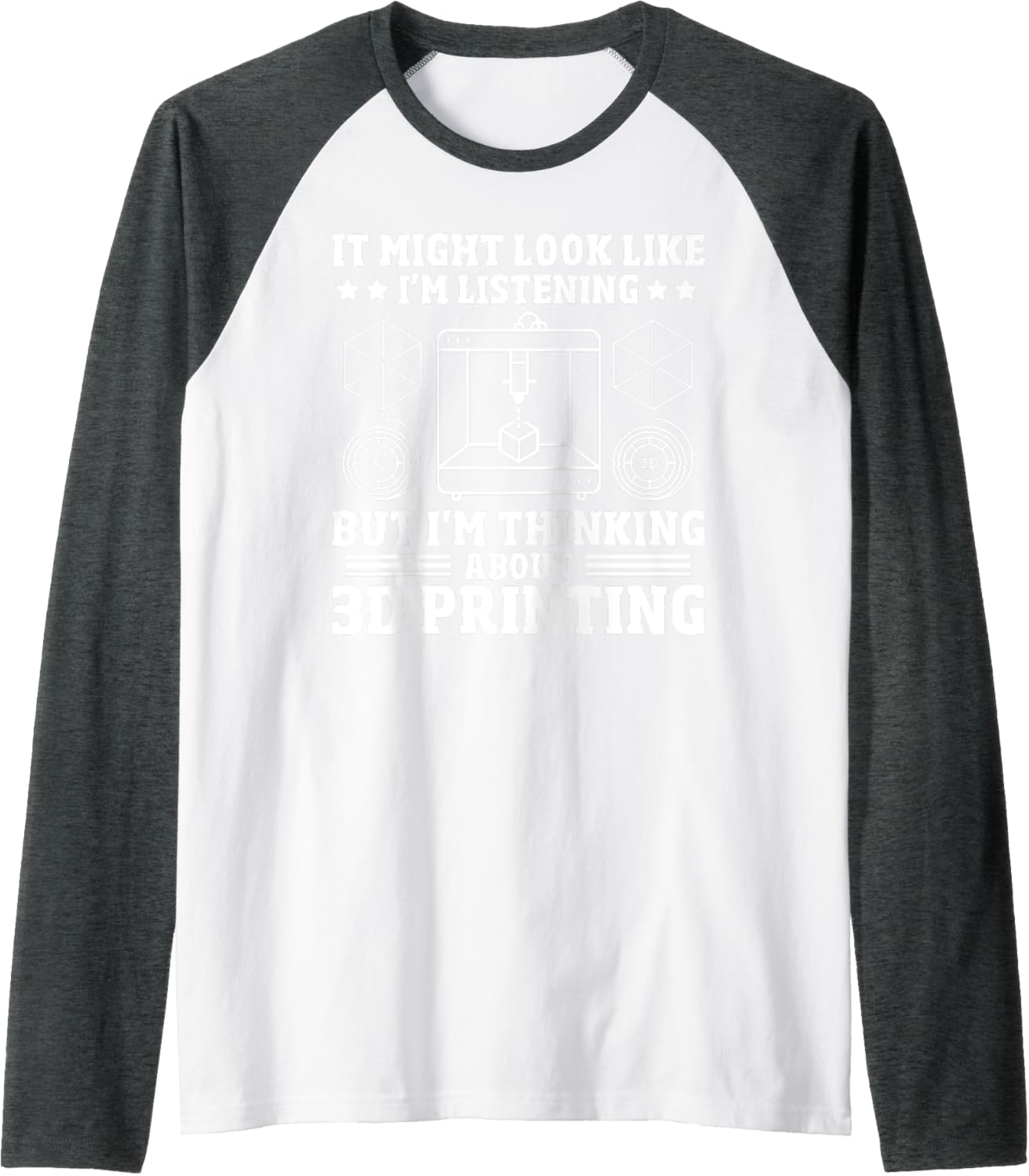 Funny 3D Printer Professional Eat Sleep 3D Repeat 3D Printer Raglan Baseball
