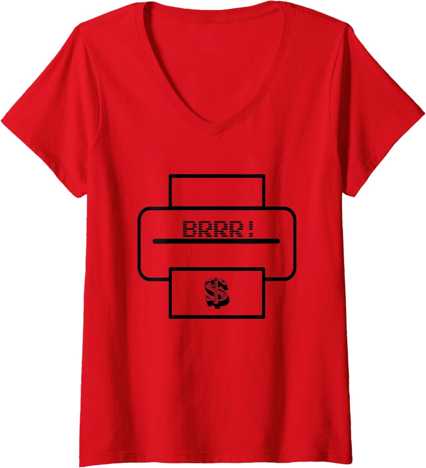 Womens Money Printer Brrr Inflation Finance Economy Currency Cash V Neck