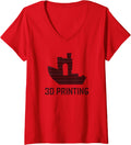 Benchy Shape Black Filament Layers 3D Printing Enthusiast V Neck